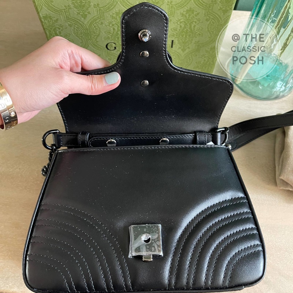 ❌SOLD❌NEW GUCCI Mini Marmont Top Handle SO Black Crossbody Bag - Picture 8 of 14
